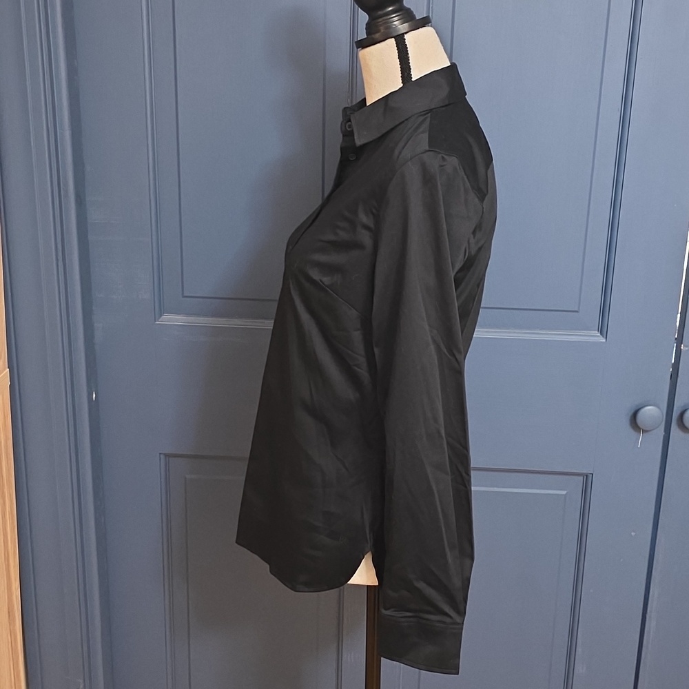 NWOT Banana Republic Tailored Black Long-Sleeve Cotton Dress Shirt Sz 4 - Picture 4 of 6
